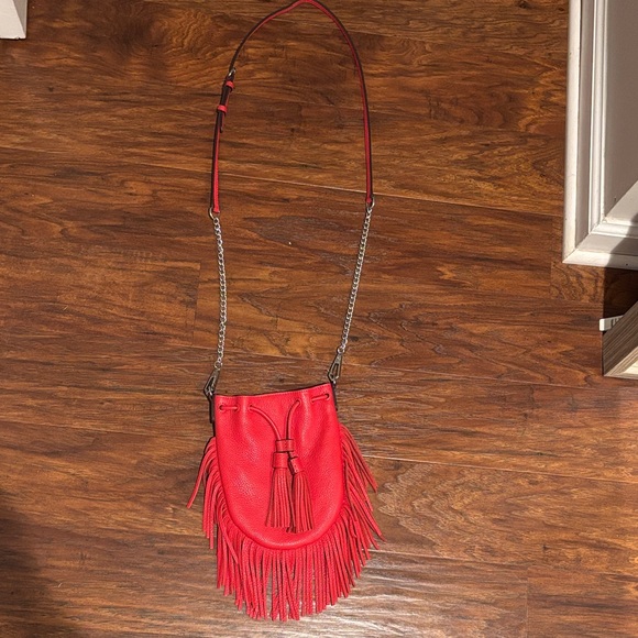 Rebecca Minkoff Vibrant Red Crossbody Bag with Fringe - Picture 1 of 1